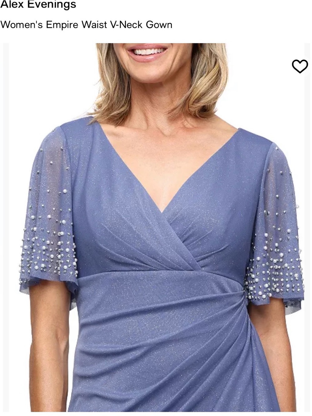 NWT ALEX EVENINGS Flutter Sleeve Long Mother of The Bride Ruched Beaded Sz 16 - Picture 2 of 6